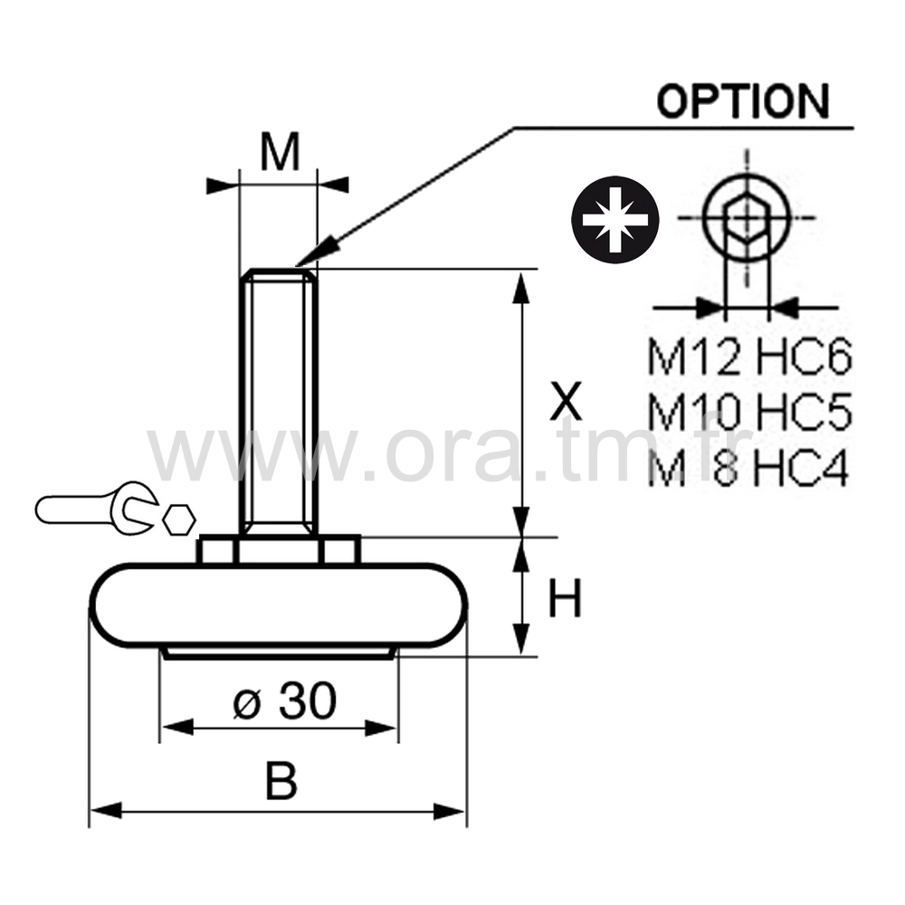 VPX - VERIN RIGIDE - BASE CYLINDRIQUE